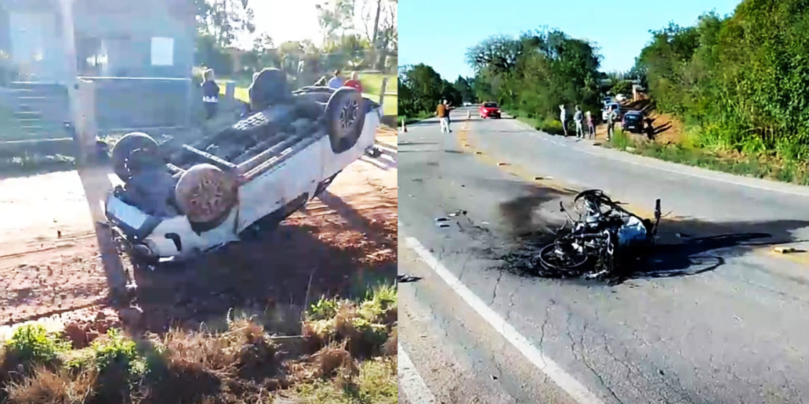 Una moto en plena curva.