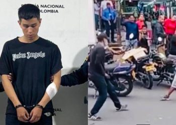 Dos hombre en pleno centro