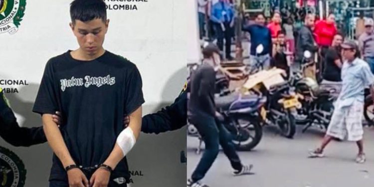 Dos hombre en pleno centro